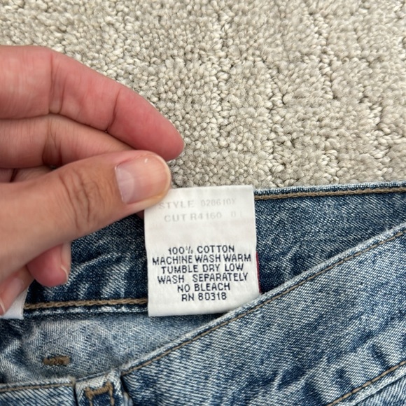 Vintage 90s Lucky Brand 286 low rise flare dungarees light wash 100% cotton - Picture 5 of 11